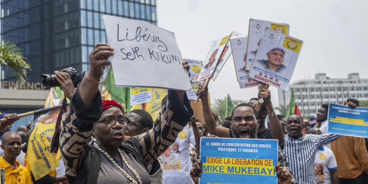 Protesters in Congo call for the release of political prisoners, including 3 top opposition figures