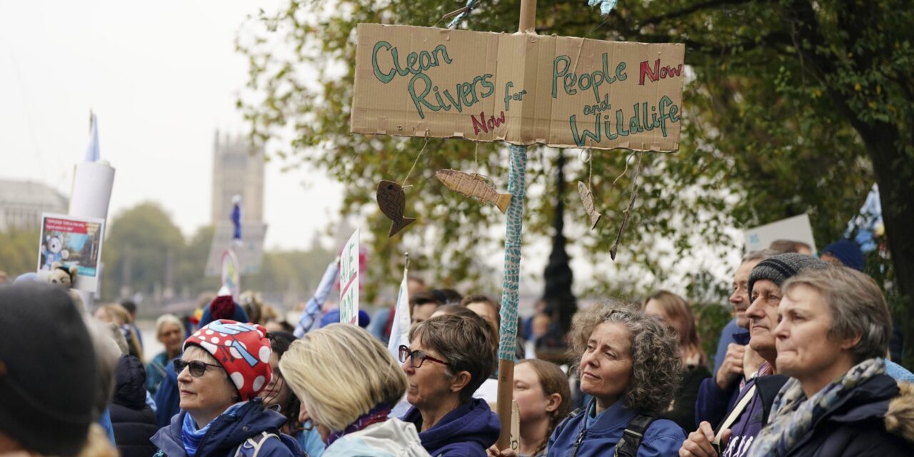 London protesters demand water companies clean up sewage-tainted rivers