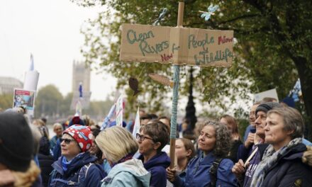 London protesters demand water companies clean up sewage-tainted rivers