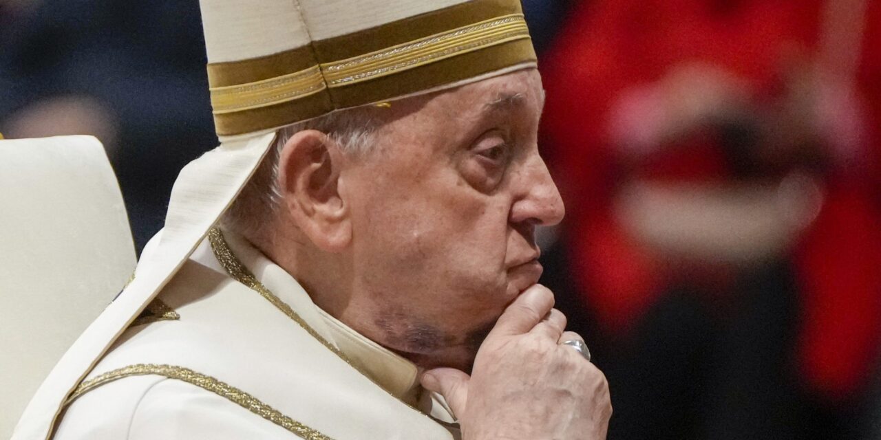 Pope Francis presides over ceremony for new cardinals with wide bruise on his chin