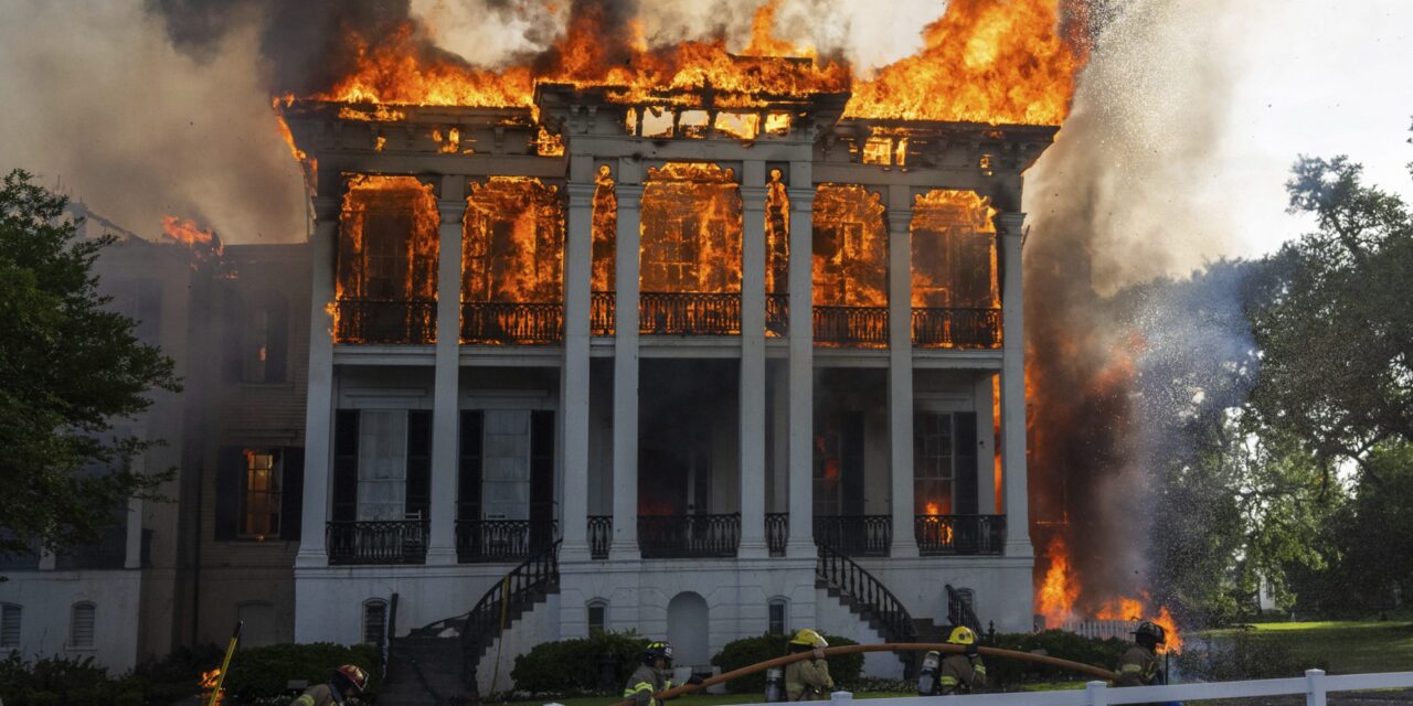 Fire destroys a sprawling mansion on a former Louisiana sugar plantation