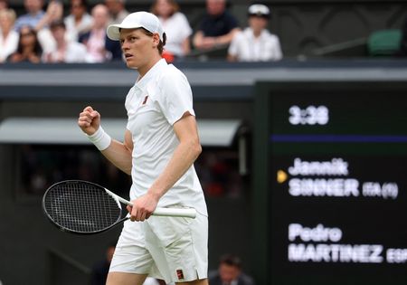 Tennis-Sinner stays grounded after equalling Wimbledon record